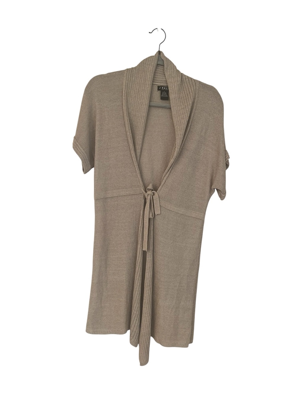 J’ Envie  New York Beige Open Front Linen Blend Cardigan Sweater size L